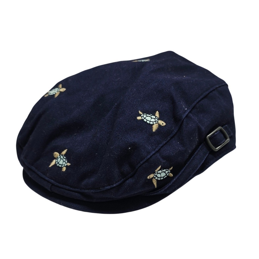 Janie and Jack Navy Blue Sea Turtle Embroidered Flat Cap Newsboy Hat 12-24M